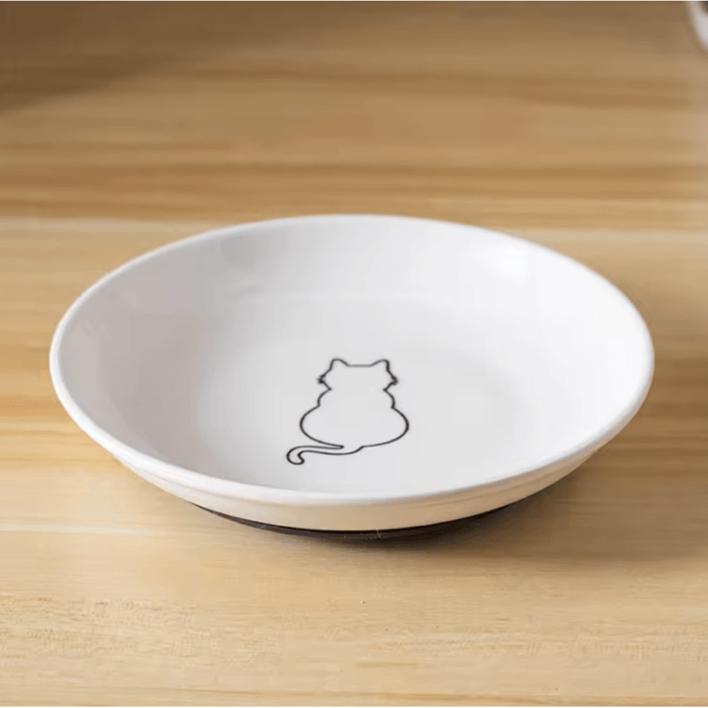 BlossomDish Ceramic Cat Bowl With Silicone AntiSlip Pad For Food Water 3