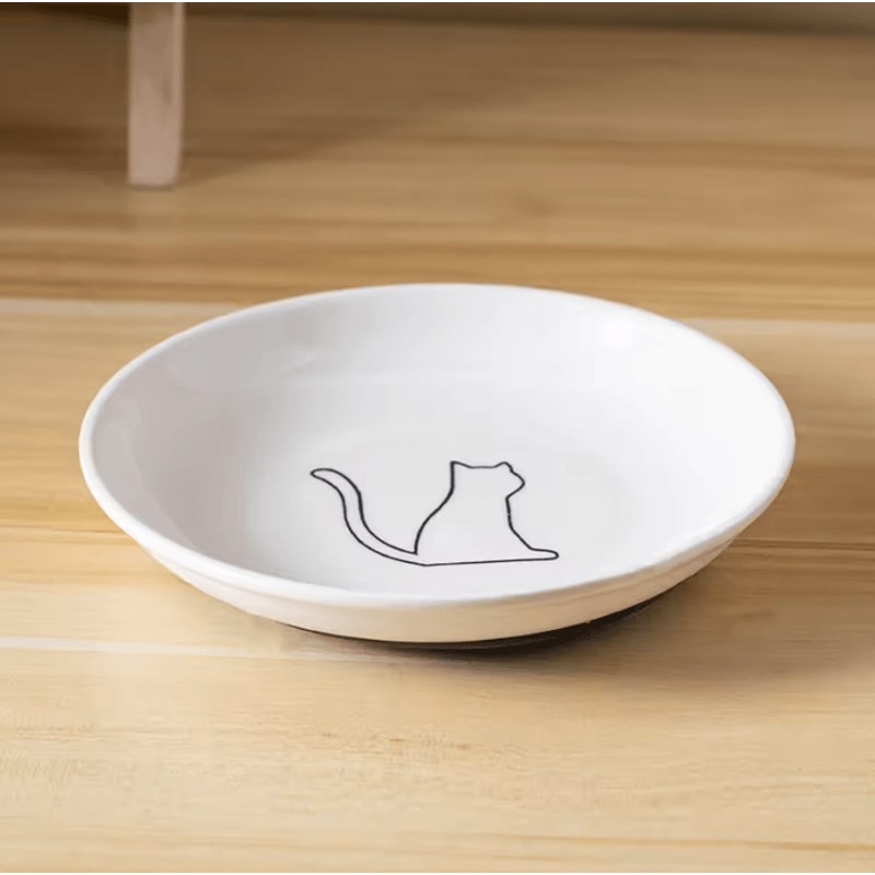 BlossomDish Ceramic Cat Bowl With Silicone AntiSlip Pad For Food Water 4