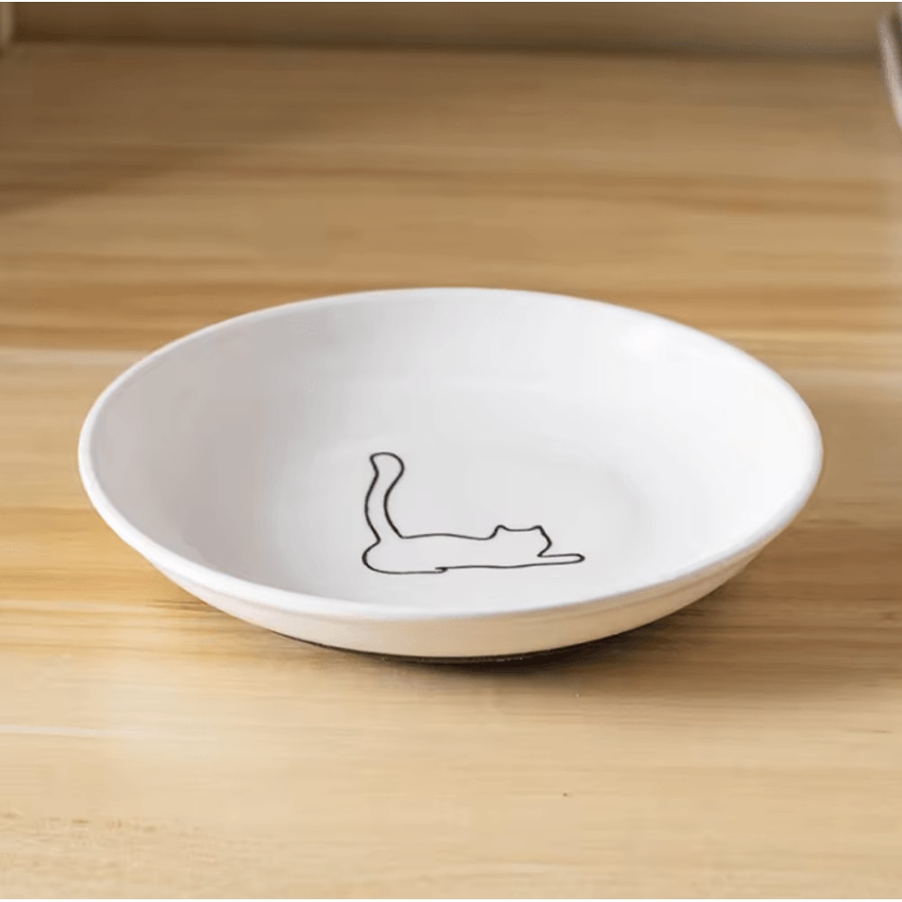 BlossomDish Ceramic Cat Bowl With Silicone AntiSlip Pad For Food Water 5