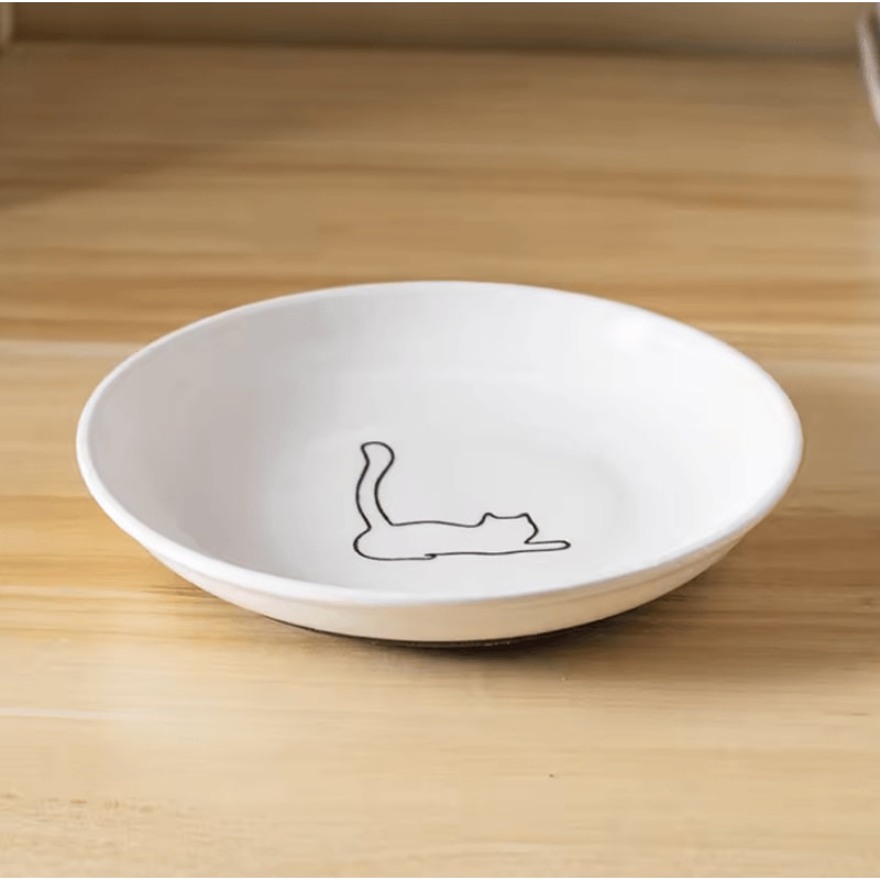 BlossomDish Ceramic Cat Bowl With Silicone AntiSlip Pad For Food Water 5