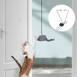 doorpounce interactive hanging cat toy with plush mouse & elastic clip