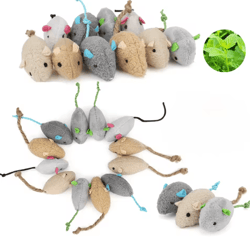 tinyhunter rattle cat mouse toys with catnip & faux fur for indoor cats