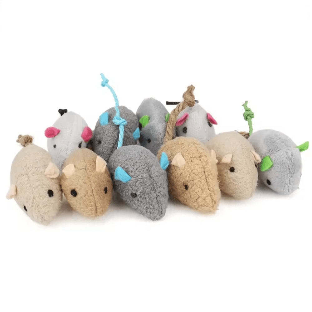 TinyHunter Rattle Cat Mouse Toys With Catnip Faux Fur For Indoor Cats 2