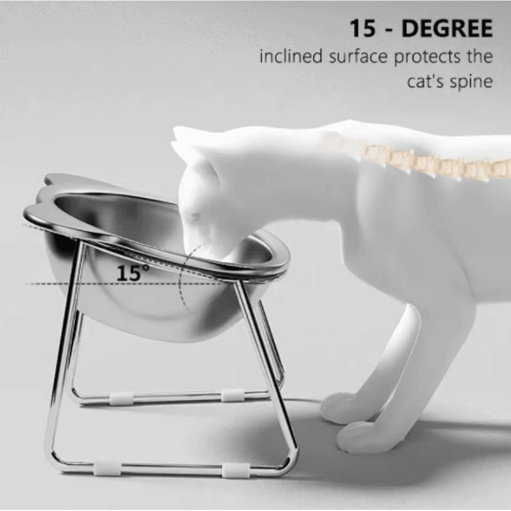 ElevaPaw Tilted Raised Cat Bowls With 304 Stainless Steel Neck Guard Design 0
