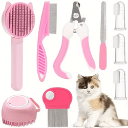 completecare 8-piece cat grooming kit with self-cleaning brush