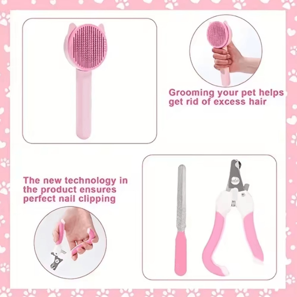 CompleteCare 8Piece Cat Grooming Kit With SelfCleaning Brush 1