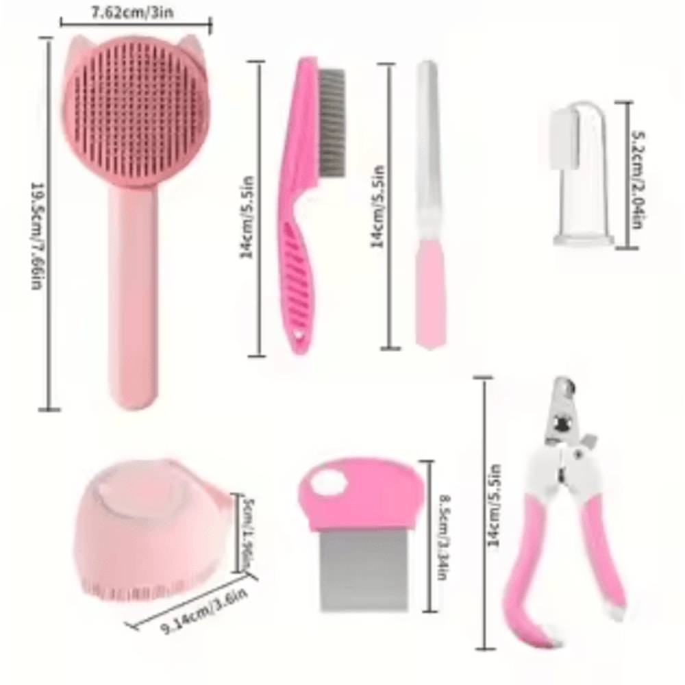 CompleteCare 8Piece Cat Grooming Kit With SelfCleaning Brush 3