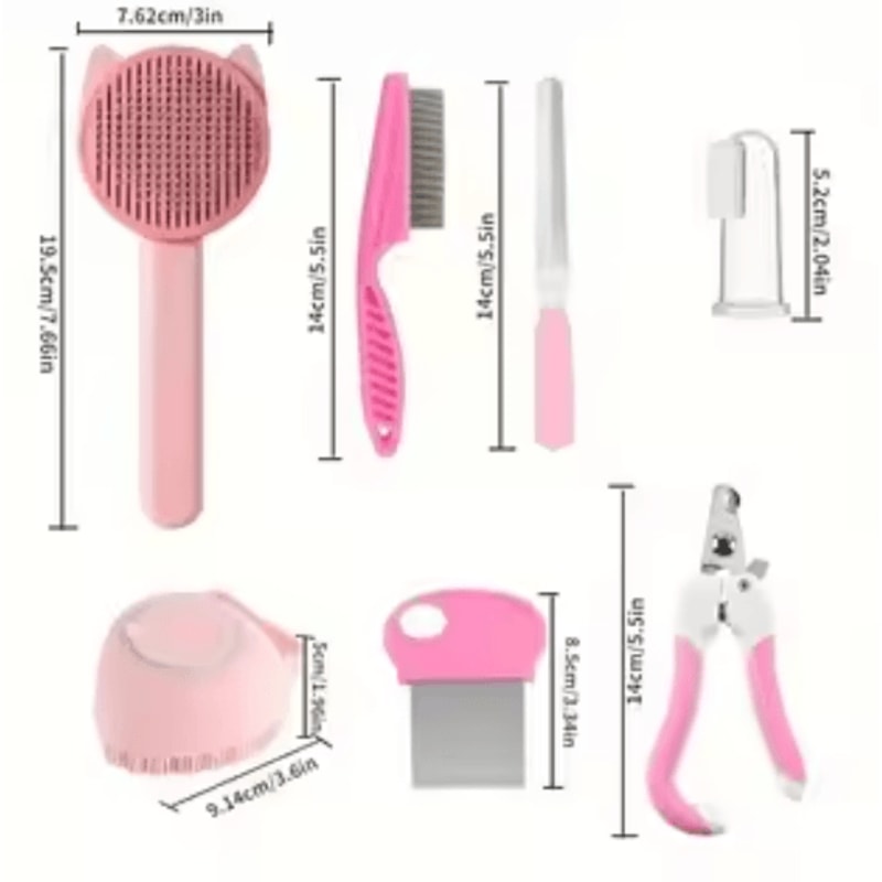 CompleteCare 8Piece Cat Grooming Kit With SelfCleaning Brush 3