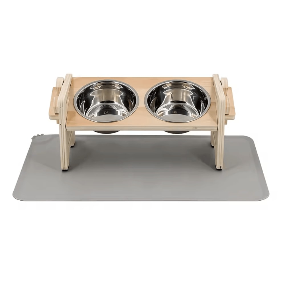 Adjustable Elevated Cat Bowl Stand With Silicone Feeding Mat For Cats Small Pets 1