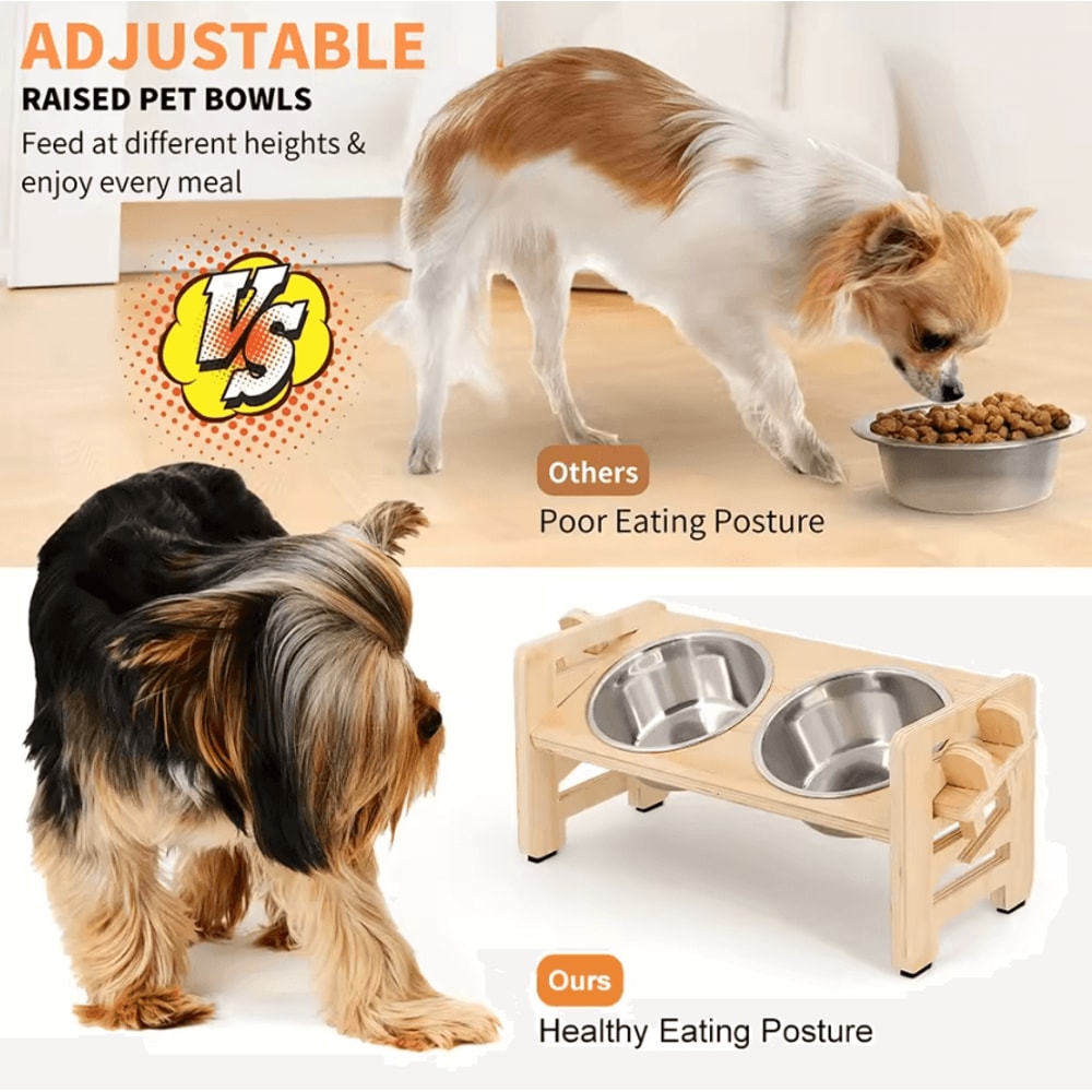 Adjustable Elevated Cat Bowl Stand With Silicone Feeding Mat For Cats Small Pets 2