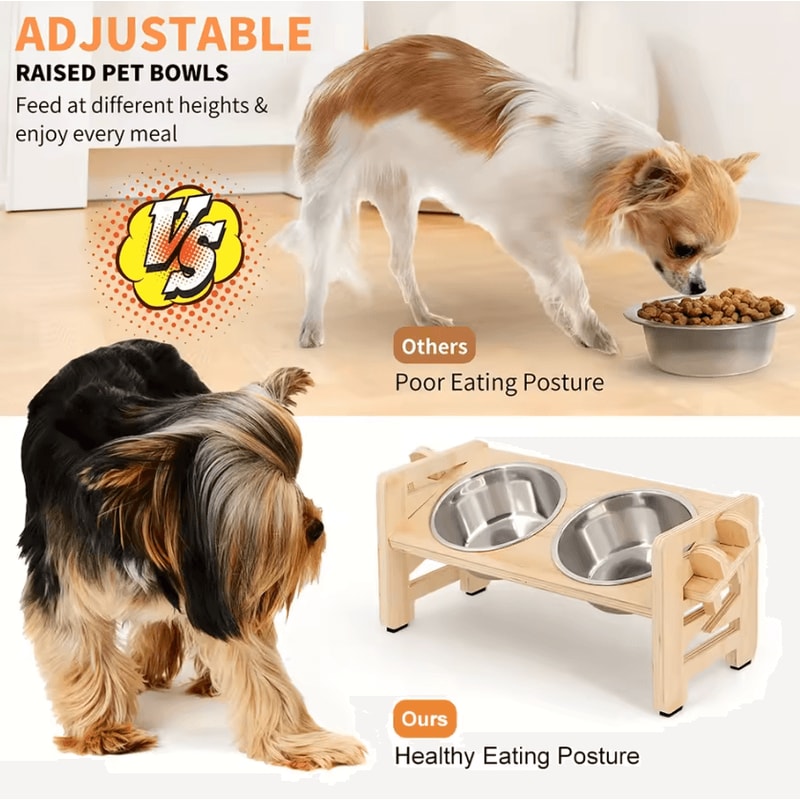 Adjustable Elevated Cat Bowl Stand With Silicone Feeding Mat For Cats Small Pets 2