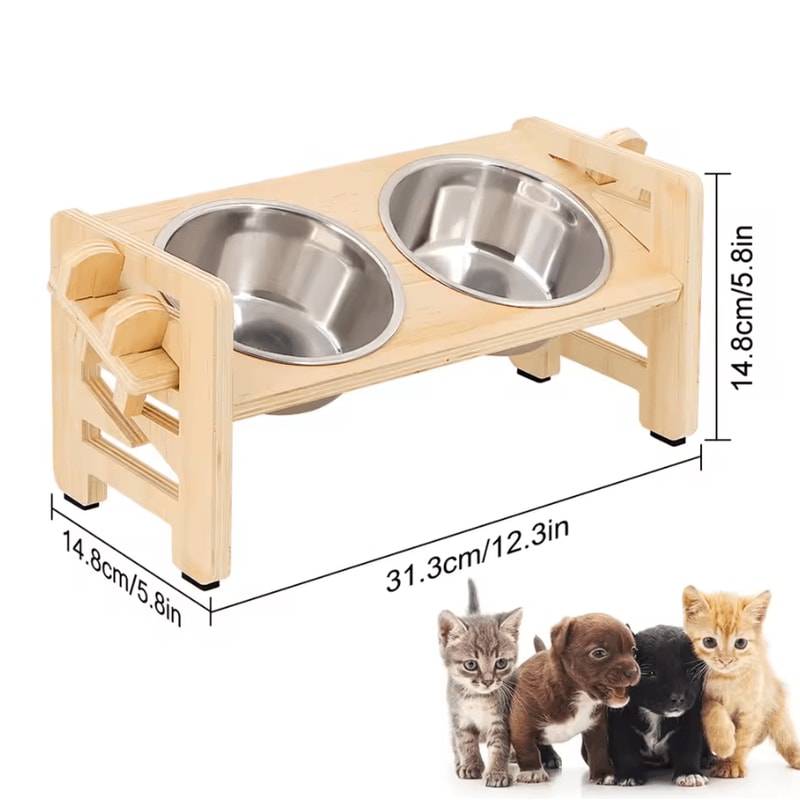 Adjustable Elevated Cat Bowl Stand With Silicone Feeding Mat For Cats Small Pets 3