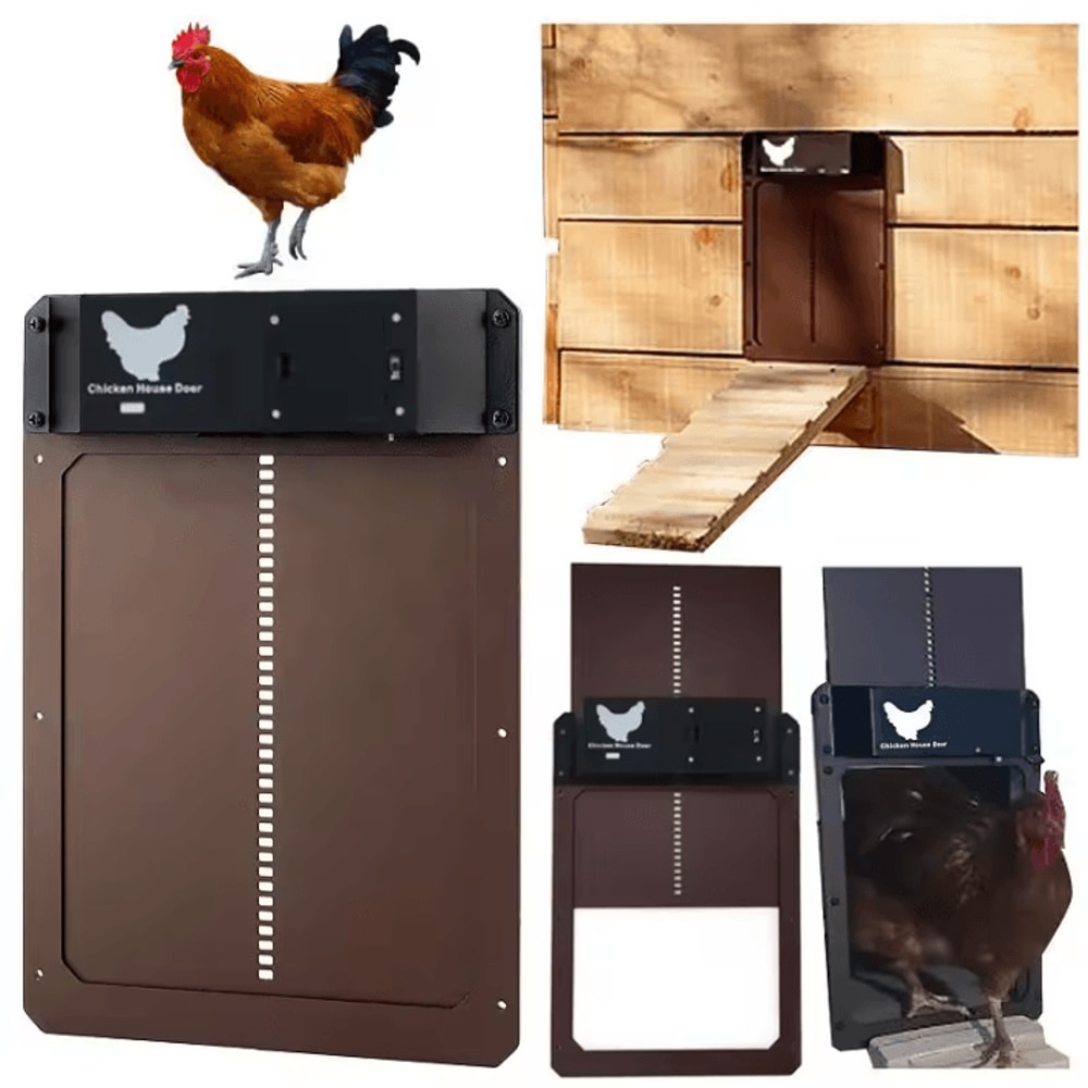 Automatic Chicken Coop Door With Light Sensor BatteryPowered Smart Opener 0