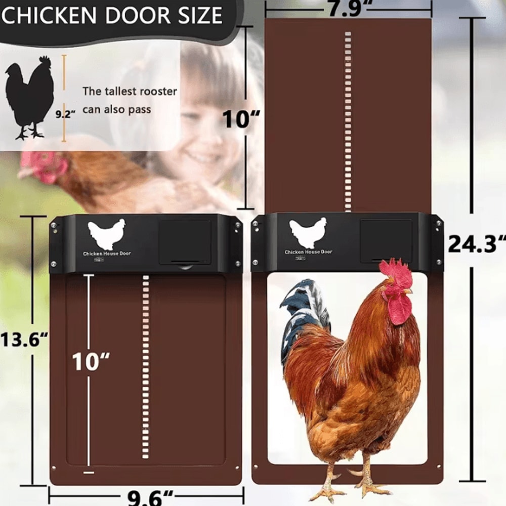Automatic Chicken Coop Door With Light Sensor BatteryPowered Smart Opener 1