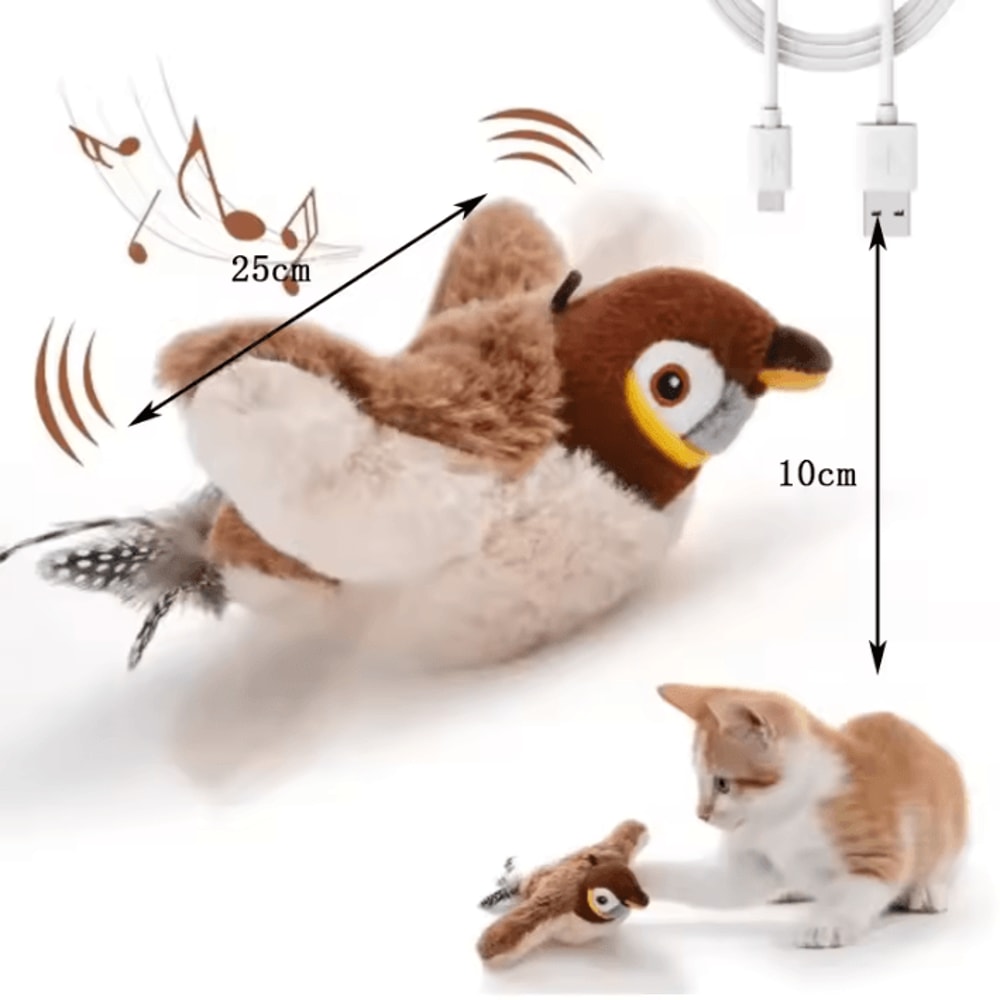 Interactive Chirping Bird Cat Toy With Elastic Rope For Indoor Cats 2