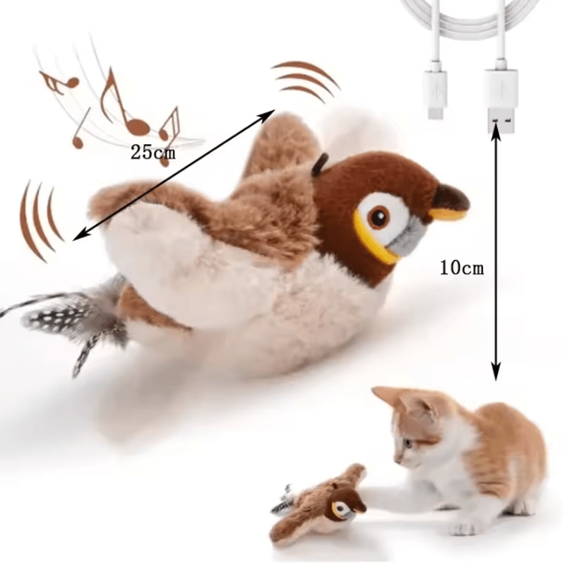 Interactive Chirping Bird Cat Toy With Elastic Rope For Indoor Cats 2