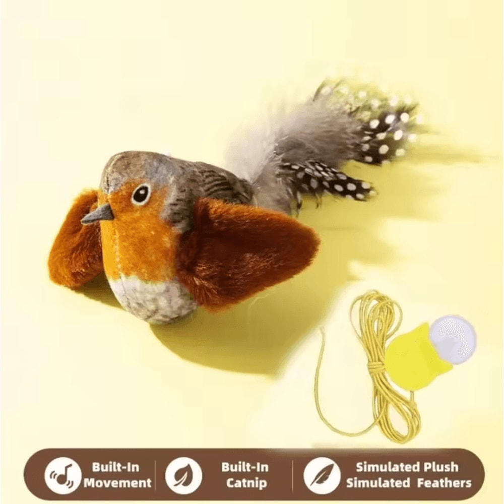 Interactive Chirping Bird Cat Toy With Elastic Rope For Indoor Cats 4