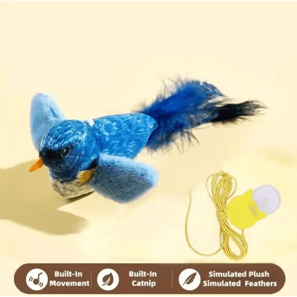 Interactive Chirping Bird Cat Toy With Elastic Rope For Indoor Cats 5