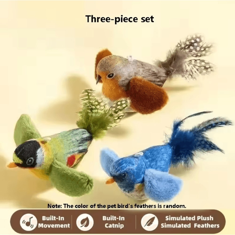Interactive Chirping Bird Cat Toy With Elastic Rope For Indoor Cats 6