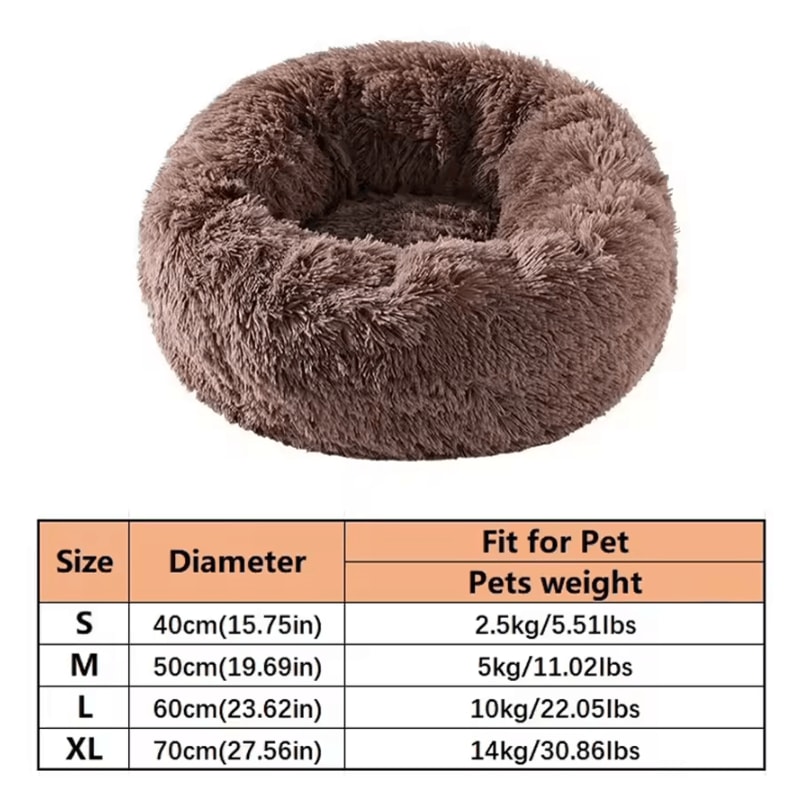 Soft Plush Faux Fur Donut Pet Bed For Cats Small Dogs 2