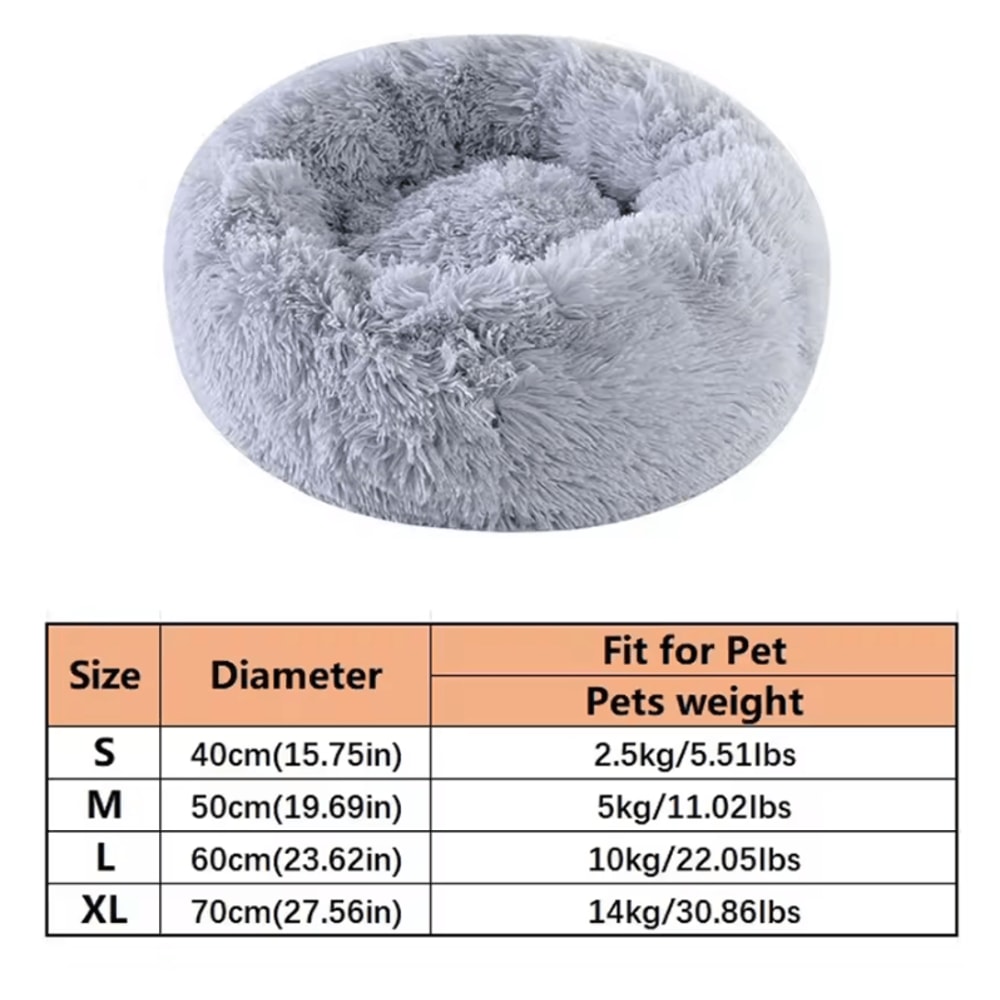 Soft Plush Faux Fur Donut Pet Bed For Cats Small Dogs 4