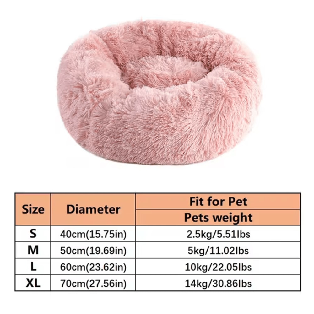 Soft Plush Faux Fur Donut Pet Bed For Cats Small Dogs 6