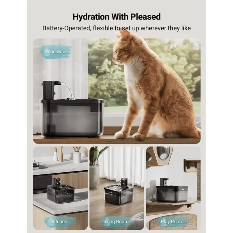 DownyPaws 25L Wireless Cat Water Fountain With Motion Sensor 1