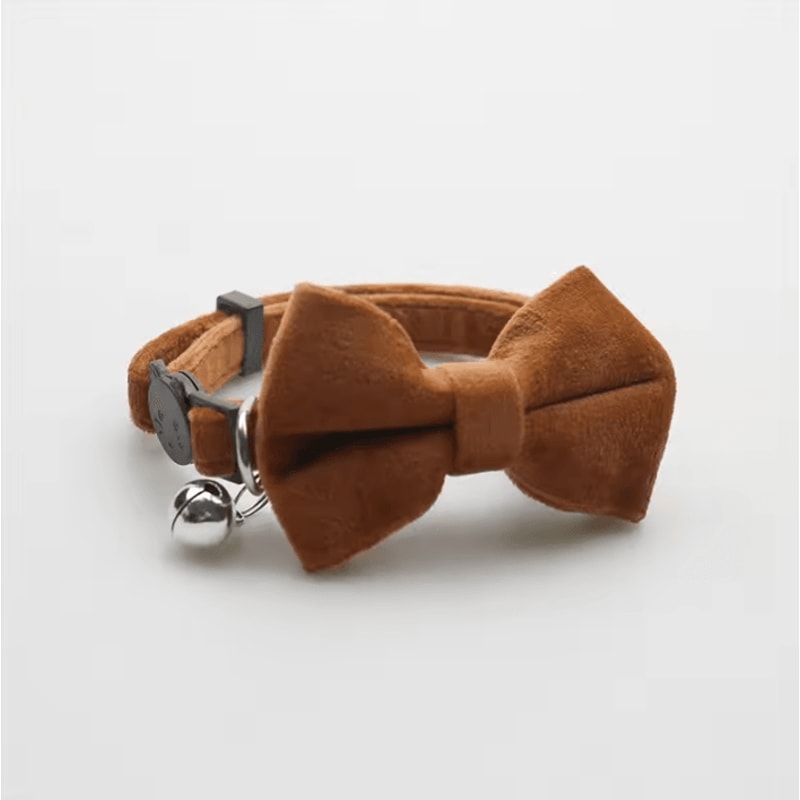 Velvet Cat Collar With Bow Tie Bell For Cats And Small Dogs 2
