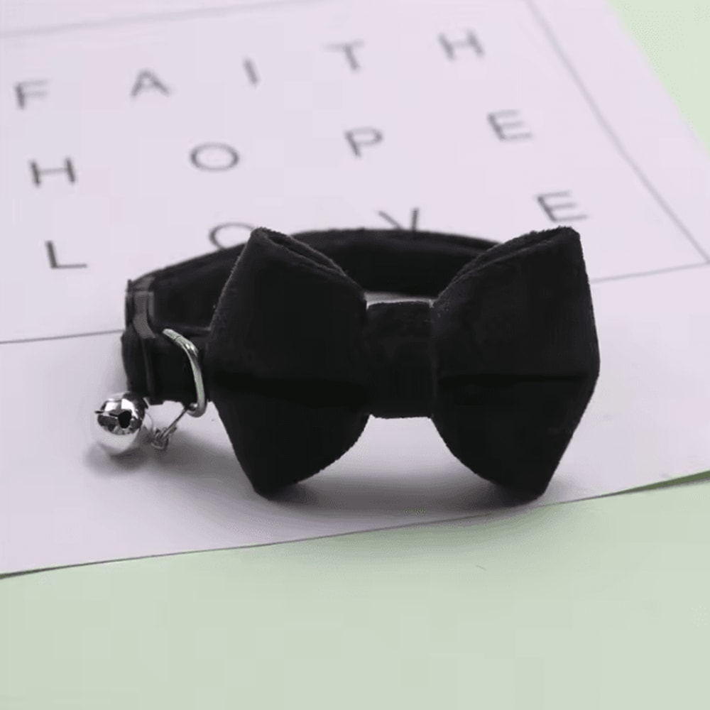Velvet Cat Collar With Bow Tie Bell For Cats And Small Dogs 4