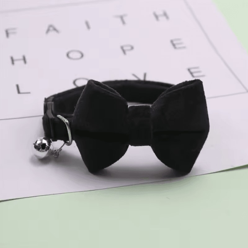 Velvet Cat Collar With Bow Tie Bell For Cats And Small Dogs 4