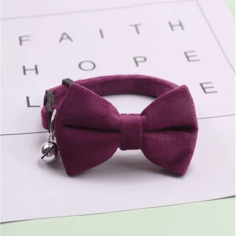 Velvet Cat Collar With Bow Tie Bell For Cats And Small Dogs 6