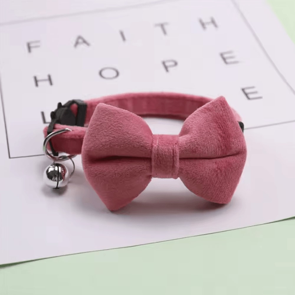 Velvet Cat Collar With Bow Tie Bell For Cats And Small Dogs 7