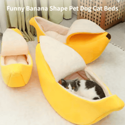 cute banana shape cat bed for cozy winter sleep & indoor comfort