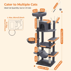 large heavy-duty cat tree tower with oversized hammock & scratching posts