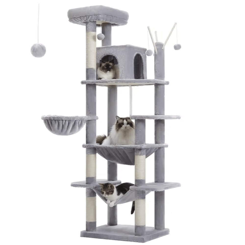 Large HeavyDuty Cat Tree Tower With Oversized Hammock Scratching Posts 2