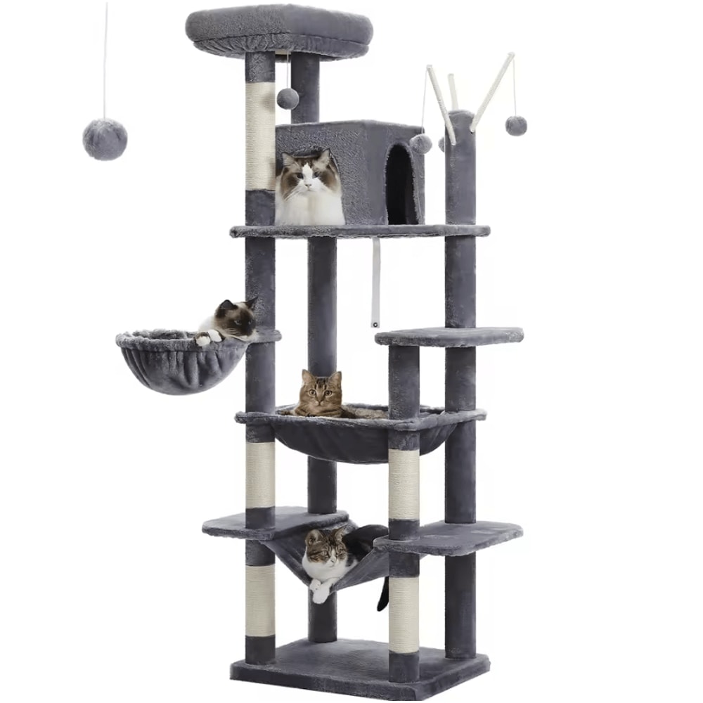 Large HeavyDuty Cat Tree Tower With Oversized Hammock Scratching Posts 3