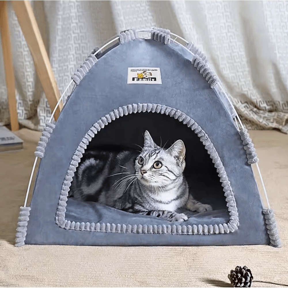 Cozy SemiEnclosed Pet Tent Bed For Cats Small Dogs 0