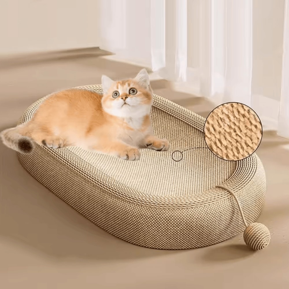 SisalNest Cat Scratcher Lounge Bed With Play Ball 0