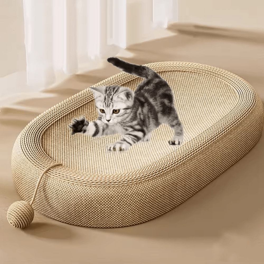 SisalNest Cat Scratcher Lounge Bed With Play Ball 1