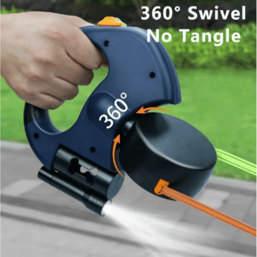 DualGlow 360 Retractable Double Dog Leash With LED Light 1
