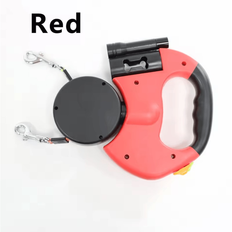 DualGlow 360 Retractable Double Dog Leash With LED Light 2