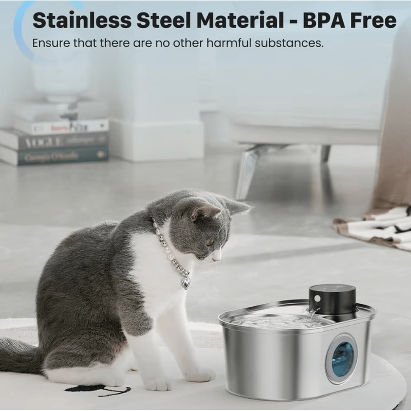 AquaSense Wireless Stainless Steel Pet Water Fountain 1
