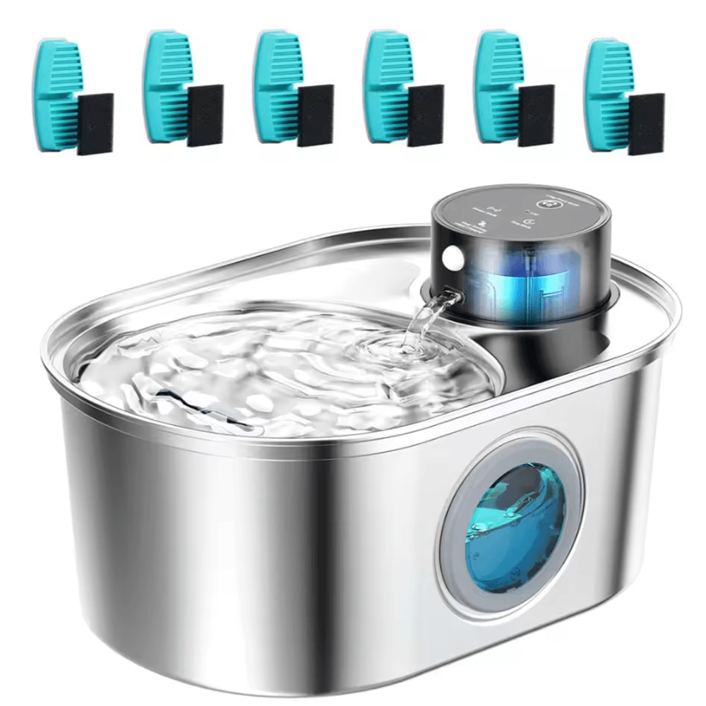 AquaSense Wireless Stainless Steel Pet Water Fountain 4