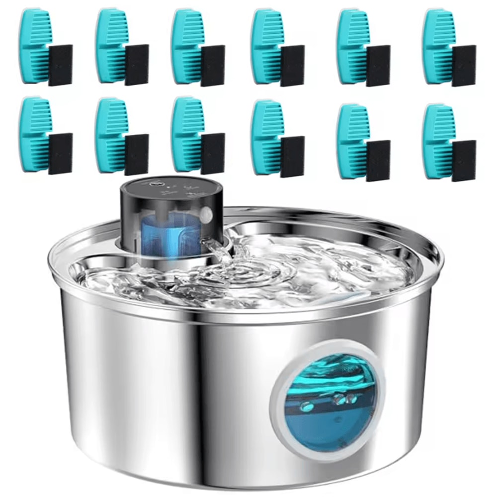 AquaSense Wireless Stainless Steel Pet Water Fountain 8