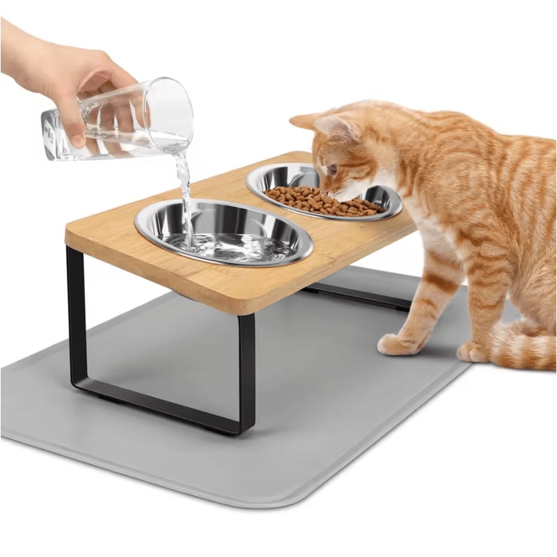 ElevaDish 15 Tilted Stainless Steel Cat Bowl Set 0