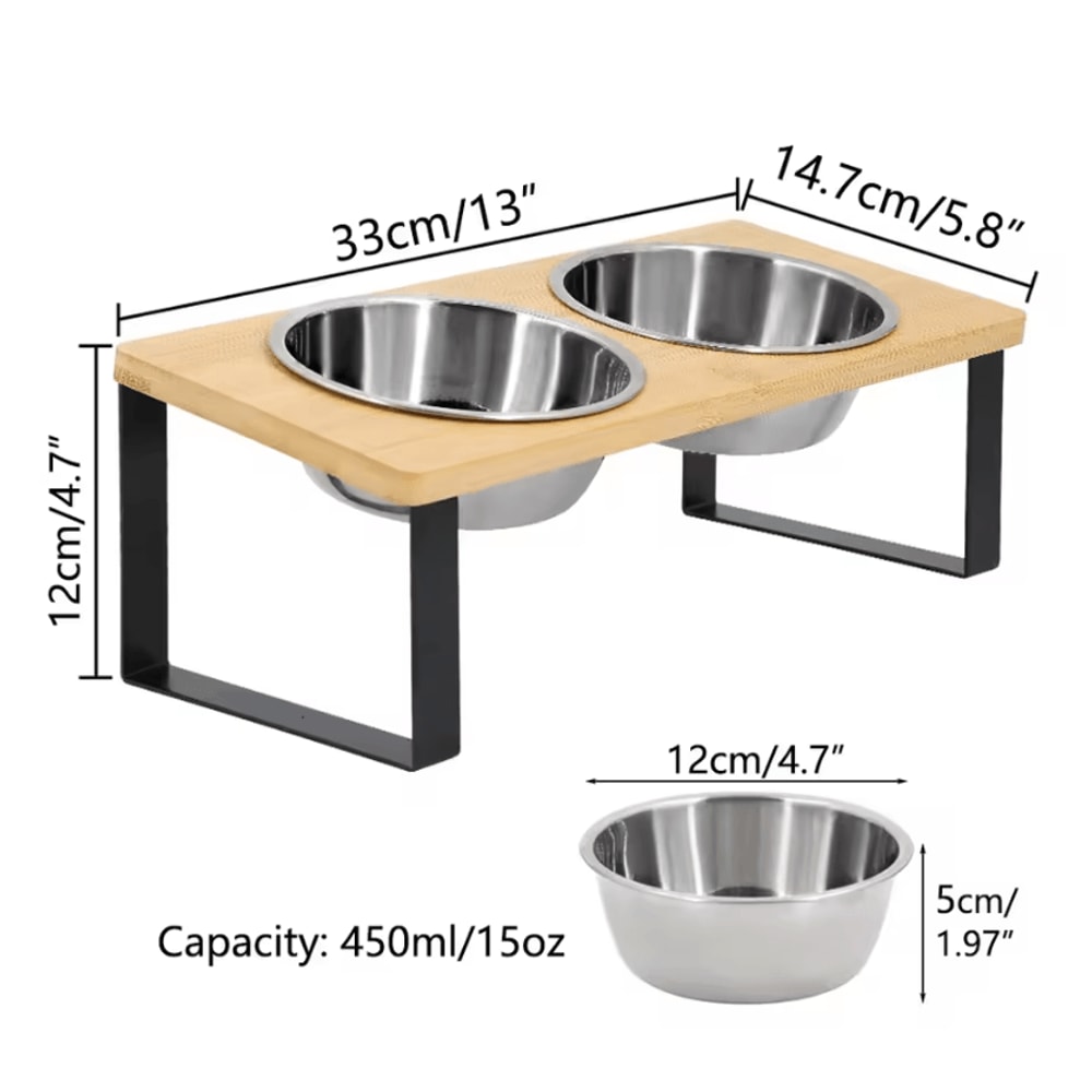 ElevaDish 15 Tilted Stainless Steel Cat Bowl Set 4