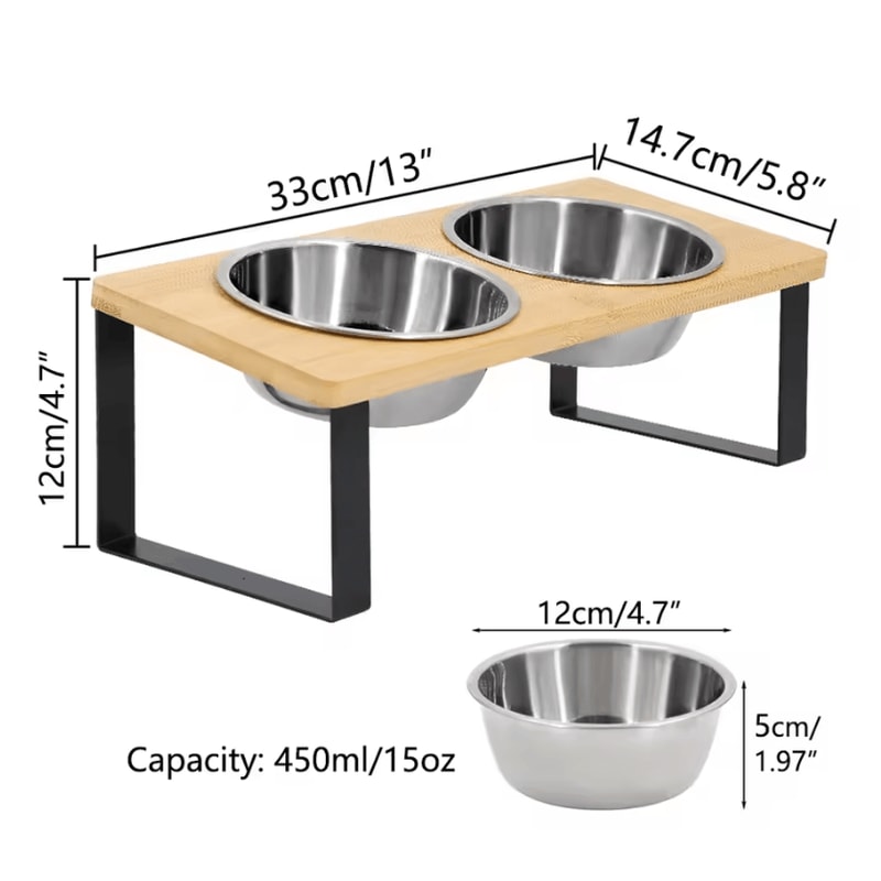 ElevaDish 15 Tilted Stainless Steel Cat Bowl Set 4