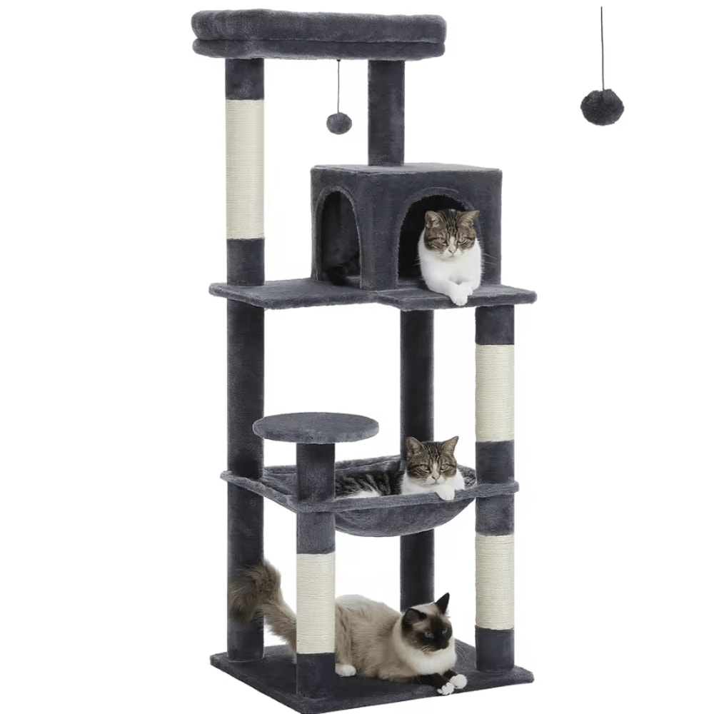 CozyClimb MultiLevel Cat Tree Tower With Hammock Scratching Posts 1