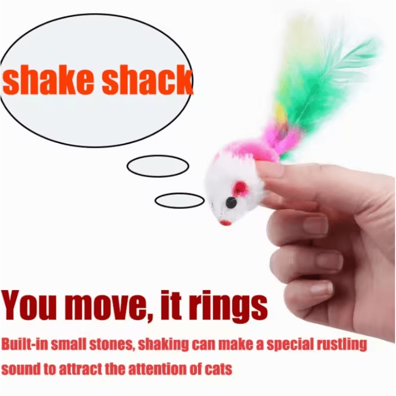 FeatherPounce Interactive Wool Mouse Cat Toy For Kittens Indoor Cats 1