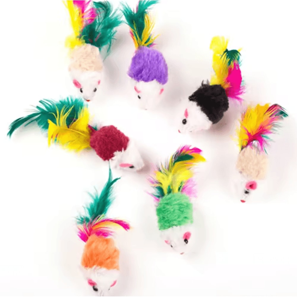 FeatherPounce Interactive Wool Mouse Cat Toy For Kittens Indoor Cats 5